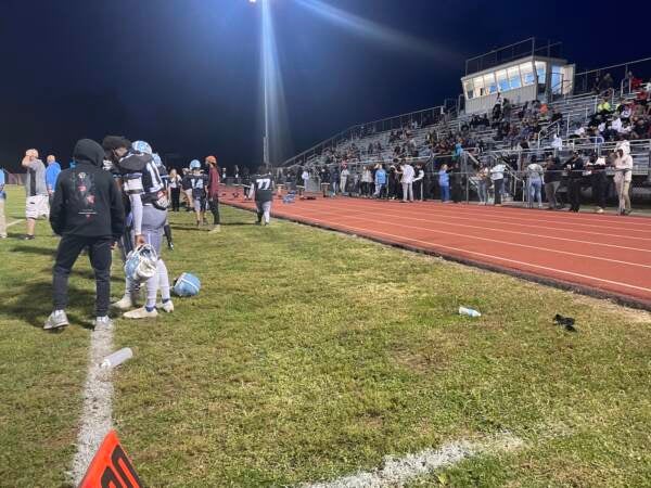 Spectators cheered without any episodes at the Dickinson game. (Cris Barrish/WHYY)