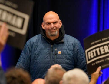 FILE - Pennsylvania Lt. Gov. John Fetterman, a Democratic candidate for U.S. Senate, speaks during a campaign event at the Steamfitters Technology Center in Harmony, Pa., Oct. 18, 2022. Fetterman is releasing a new doctor’s note saying that he's recovering well from a May stroke as he vies for Pennsylvania’s pivotal U.S. Senate seat. (AP Photo/Gene J. Puskar, File)