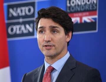 Canadian Prime Minister Justin Trudeau speaks at the NATO summit in Hertford, England, on Dec. 4, 2019. On Friday, he announced a national freeze on the sale, purchase, and transfer of handguns. (Chris J Ratcliffe/Getty Images)