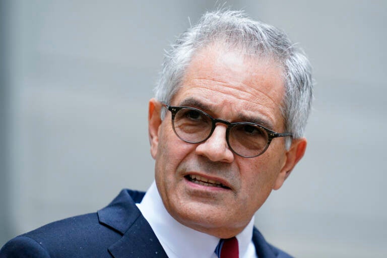 A closeup of Philadelphia District Attorney Larry Krasner