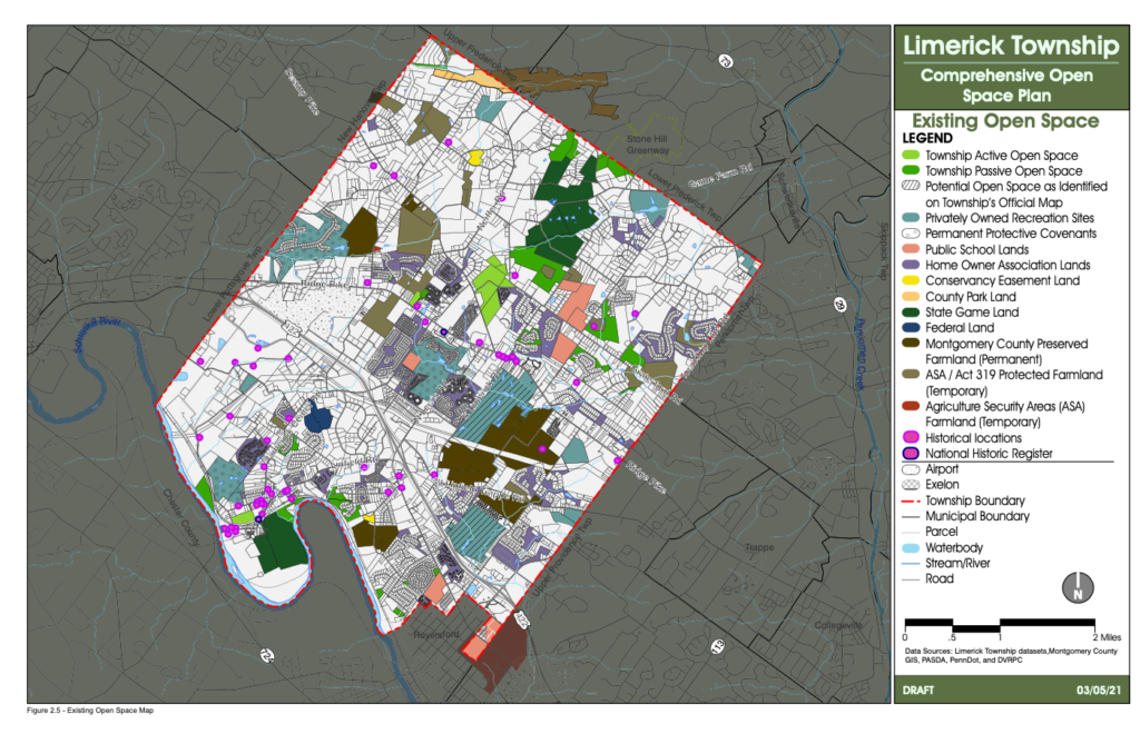 A map shows existing open space plan in Limerick.