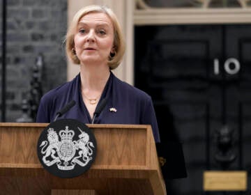 Britain's Prime Minister Liz Truss addresses the media on Downing Street