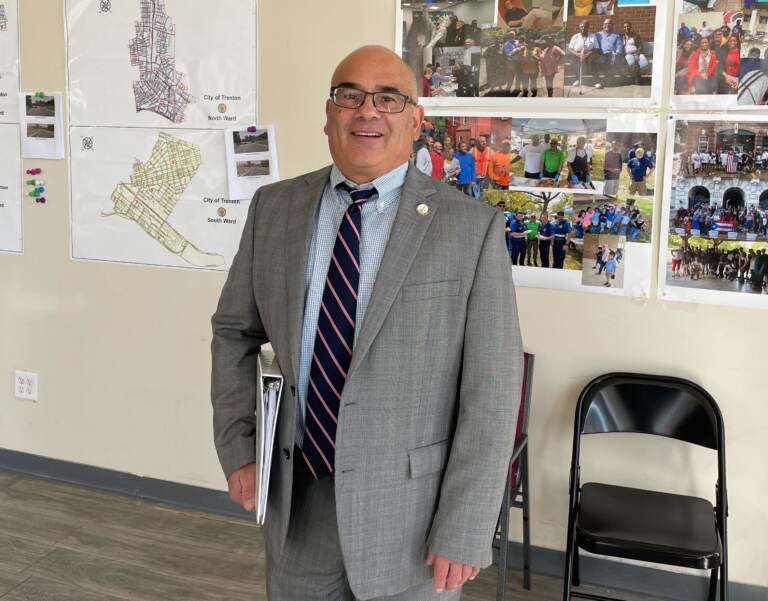 Trenton Mayor Reed Gusciora at his re-election headquarters on Monday, Oct. 17, 2022. (P. Kenneth Burns/WHYY)