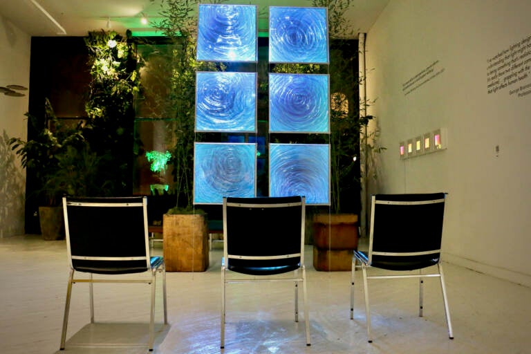 Lyn Godley's ''Light Ripple'' is a centerpiece of Waiting Room, an exhibit at Hot Bed gallery based on the idea that immersive art can improve health outcomes. (Emma Lee/WHYY)