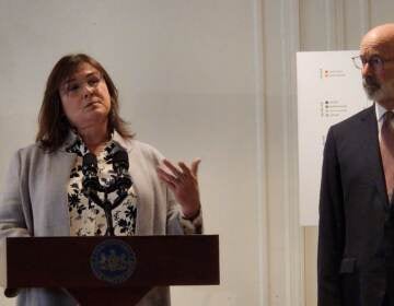 Kira Kinsman explains the transformation of the building. (Tom MacDonald/WHYY)