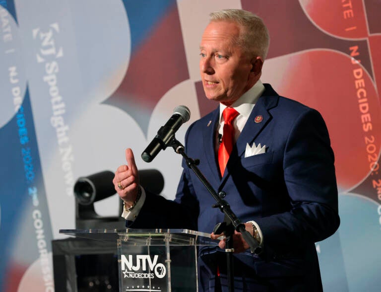 File photo: Congressman Jeff Van Drew and challenger candidate Amy Kennedy during New Jersey's 2nd congressional district debate Thursday Oct 8, 2020, at Fannie Lou Hamer Room on the campus of Stockton University in Atlantic City, NJ. Edward Lea Staff Photographer / Press of Atlantic City