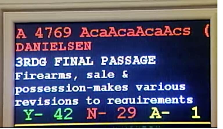 Final tally on the conceal carry bill in the New Jersey Assembly. (N.J. Legislature livestream)
