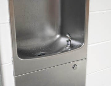 close up on drinking water fountain in school