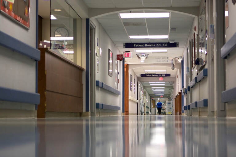 An empty hospital hallway