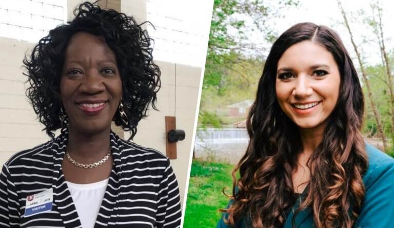 Two women smile in separate headshot photos.