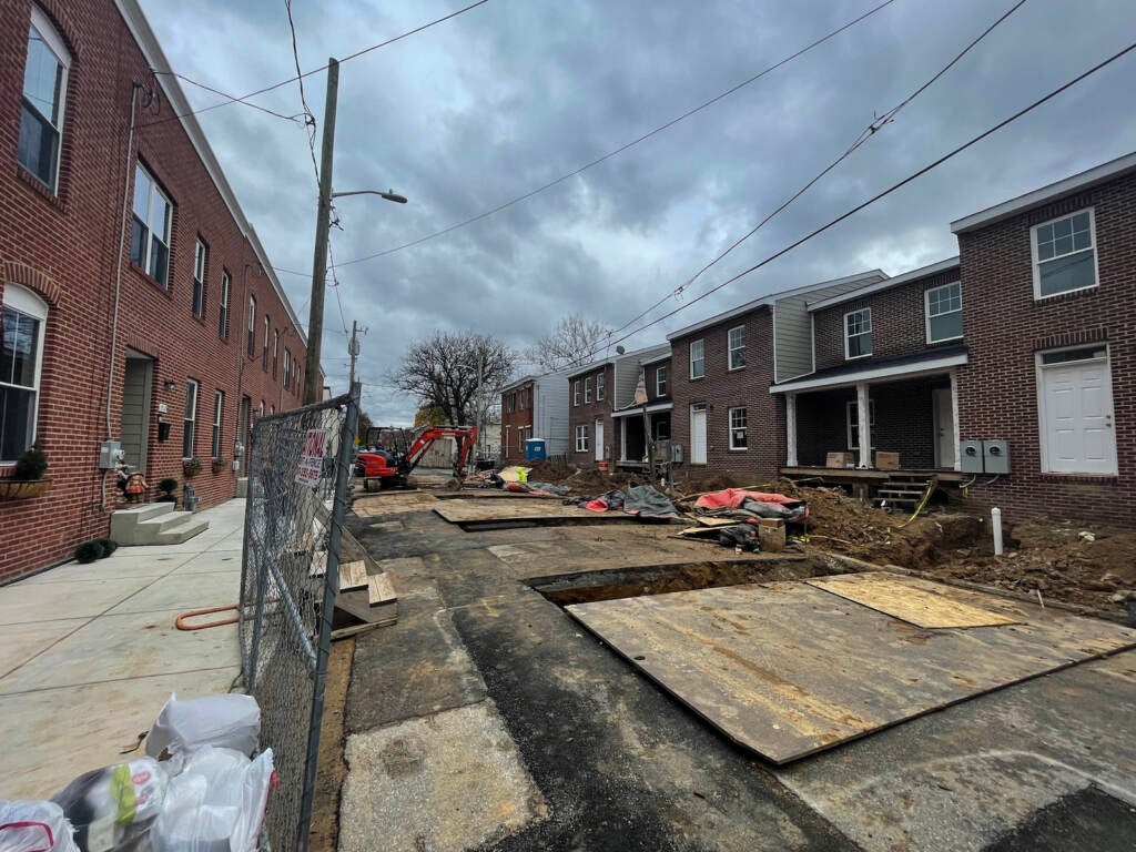 Houses are seen under construction on Bennett Street on Wilmington's East Side