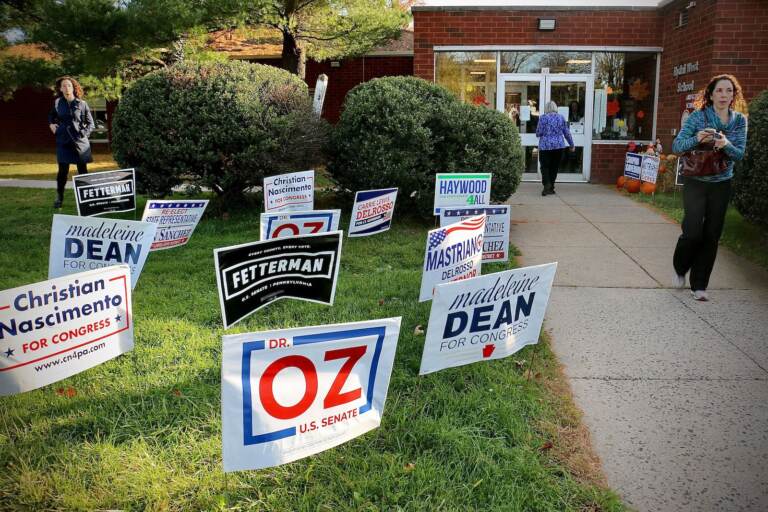 Election signs are seen outside Rydal West Elementary School