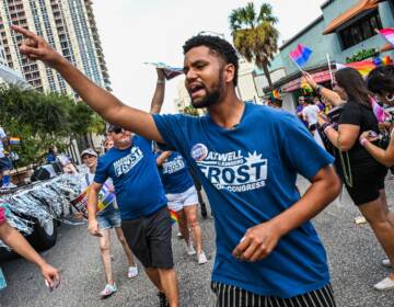 Maxwell Frost marching in Orlando's Pride Parade. (Giorgio Viera/AFP via Getty Images)