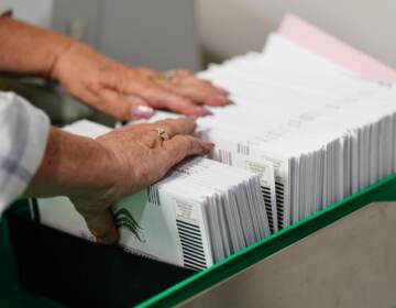 A close-up of mail ballots.