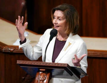 House Speaker Nancy Pelosi of Calif., speaks on the House floor at the Capitol in Washington Thursday, Nov. 17, 2022. (AP Photo/Carolyn Kaster)