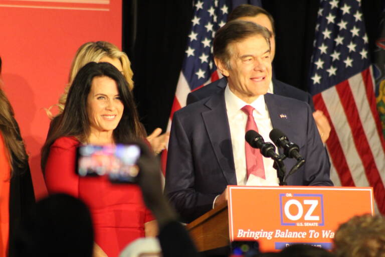 Republican U.S. Senate candidate Dr. Mehmet Oz told supporters at an Election Night watch party at Newtown Athletic Club that he believes he'll win the race when all of the votes are counted. (Cory Sharber/WHYY)