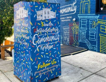 A box reads South Philadelphia Community Fridge