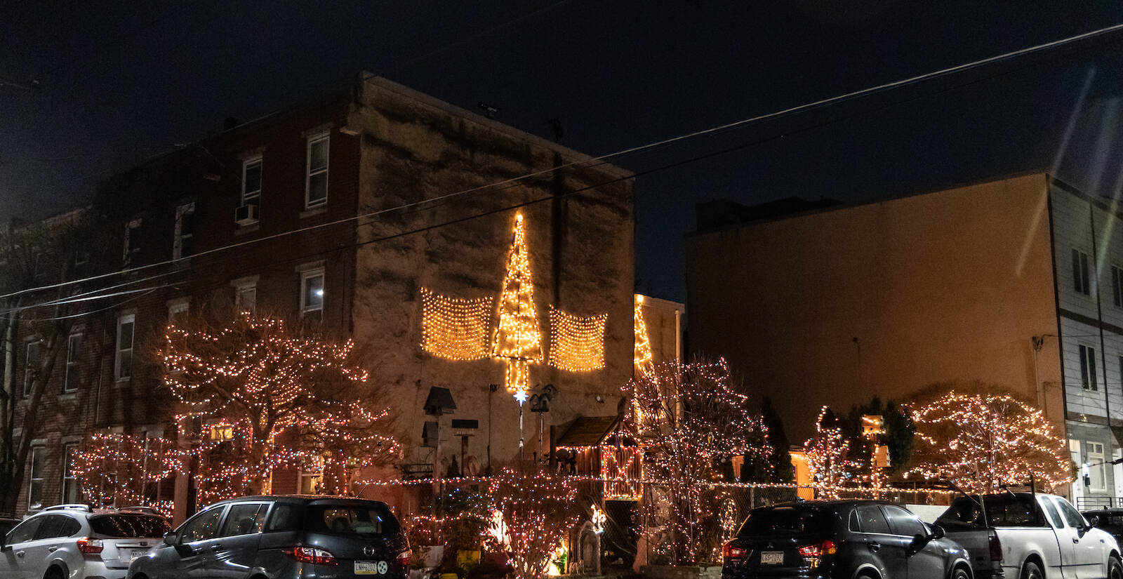 An East Kensington home is adorned with holiday lights