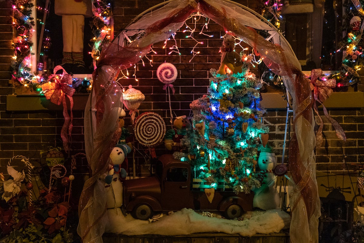 Holiday lights adorn every inch of a Port Richmond home.