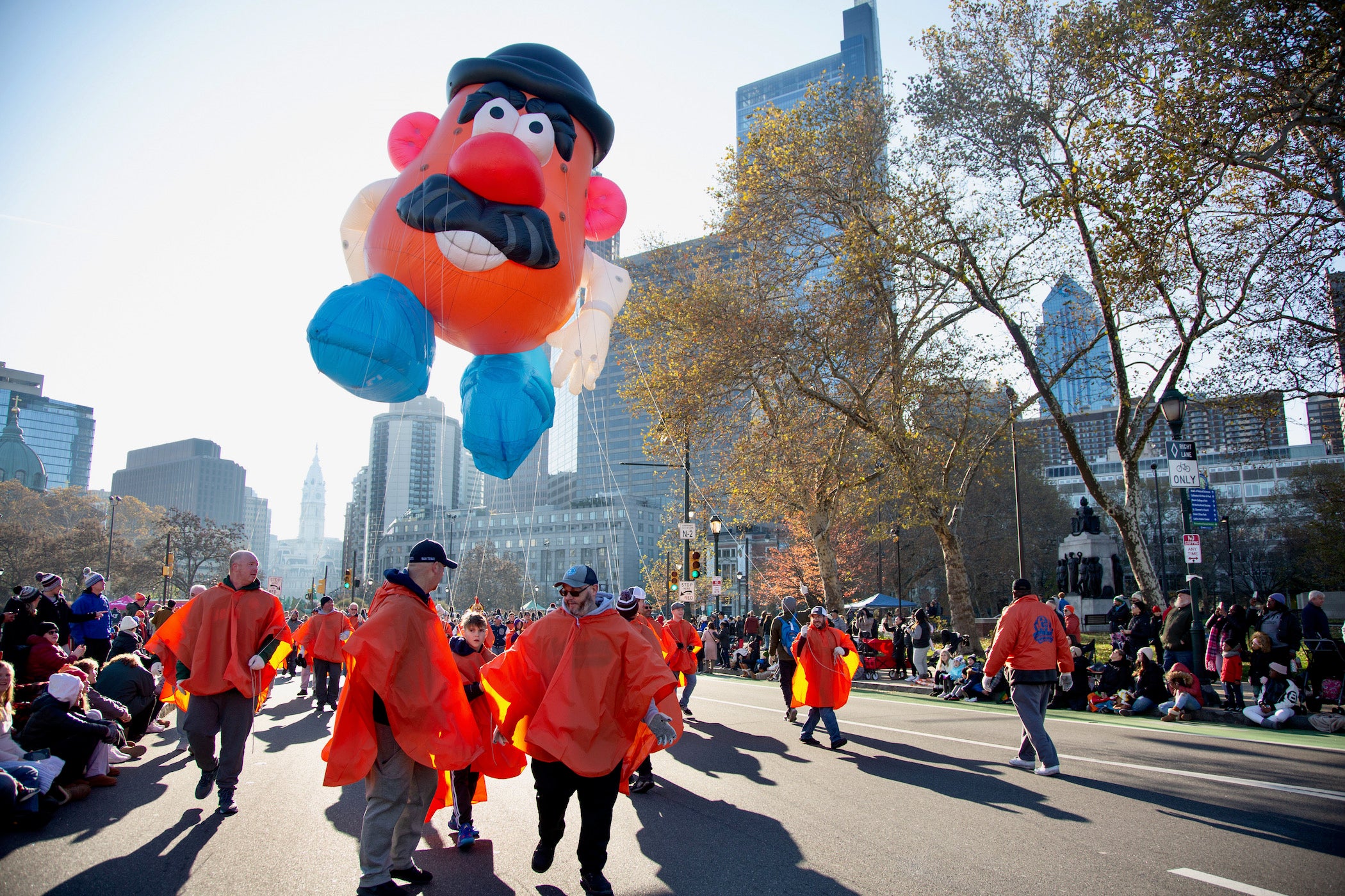 Mister Potato Head appears in balloon form at the 103rd Philadelphia Thanksgiving Day Parade.