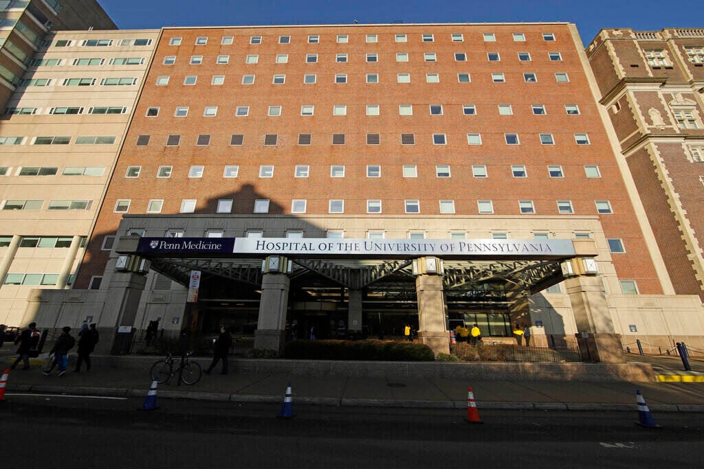 A view of the exterior of the University of Pennsylvania Hospital.