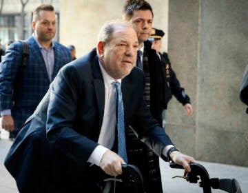 File photo: Harvey Weinstein arrives at a Manhattan courthouse as jury deliberations continue in his rape trial in New York, on Feb. 24, 2020. (AP Photo/John Minchillo, File)