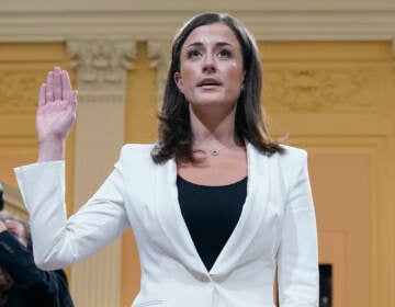 File photo: Cassidy Hutchinson, former aide to Trump White House chief of staff Mark Meadows, is sworn in to testify before the House select committee investigating the Jan. 6 attack, on Capitol Hill in Washington, June 28, 2022.  (AP Photo/Jacquelyn Martin, File)
