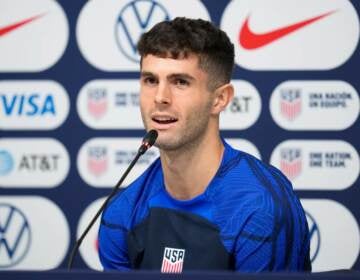 Christian Pulisic of the United States attends a news conference before a training session at Al-Gharafa SC Stadium, in Doha, Thursday, Dec. 1, 2022. (Ashley Landis/AP)