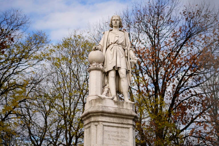 The statue of Christopher Columbus at Marconi Plaza