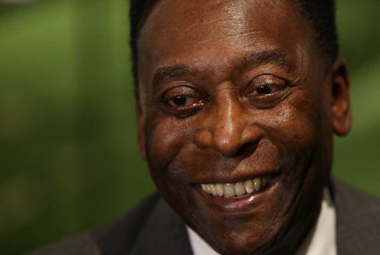 Pelé appears at Pelé: The Collection, presented by Julien's Auctions in London on June 1, 2016. (Neil Hall/Anadolu Agency/Getty Images)