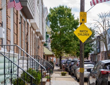 A street sign on South Galloway Street by Furness High School warns the neighborhood to watch children.