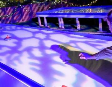 The iceless curling lanes at Franklin Square. (Courtesy of Historic Philadelphia)