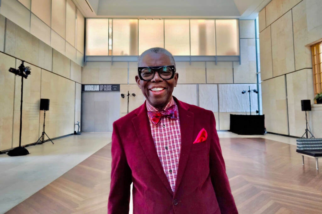 John Dowell stands in the Barnes Foundation's Annenberg Court