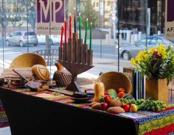 Kwanzaa table at the African American Museum in Philadelphia. (Cassie Owens/Billy Penn)