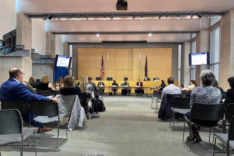 Members of Pennsylvania’s Medical Marijuana Advisory Board meet in Harrisburg on Nov. 22, 2022. (Ed Mahon/Spotlight PA)