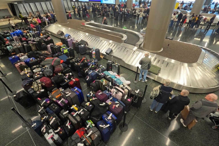 Baggage waits to be claimed at the Southwest Airlines baggage claim