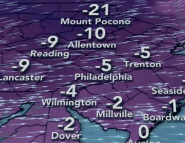 Expected wind chill forecast for the Philly region over the weekend. (6abc)