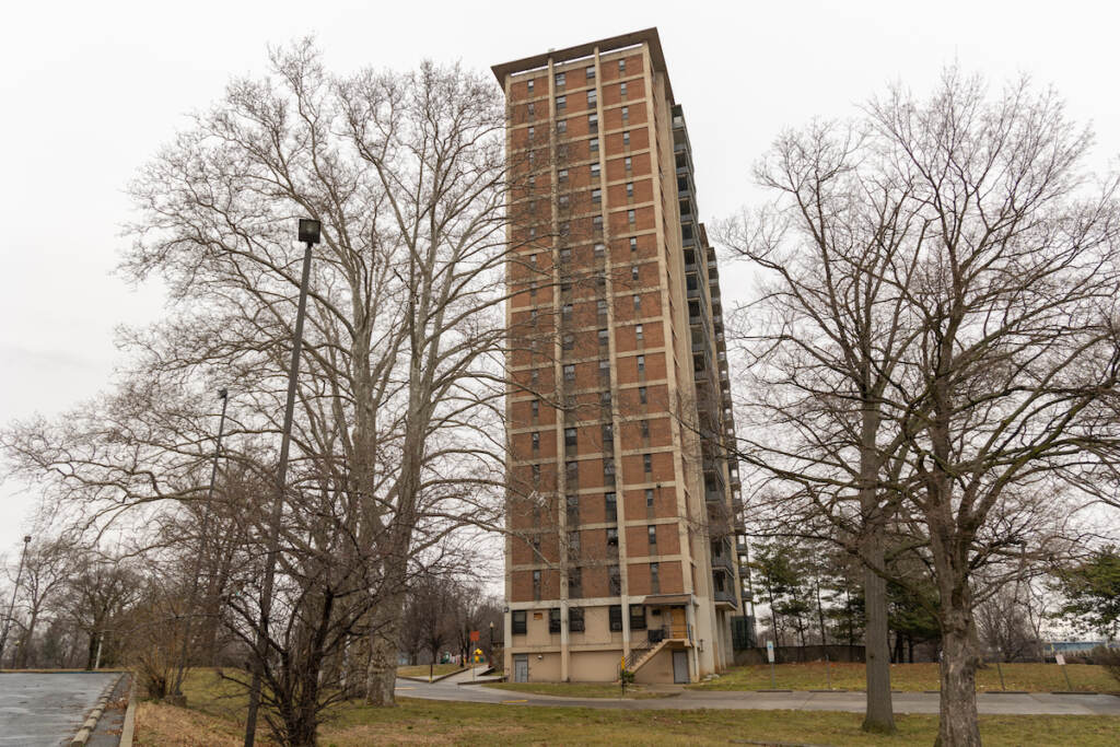 the Westpark Apartments high-rise buildings in North Philadelphia