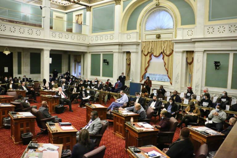 Philadelphia City Council chamber as seen from above.