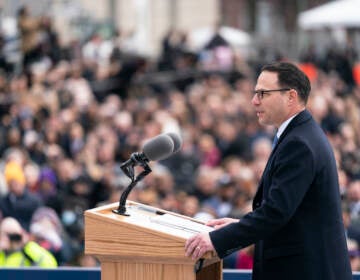 Democratic Gov. Josh Shapiro speaks after taking the oath of office to become Pennsylvania's 48th governor