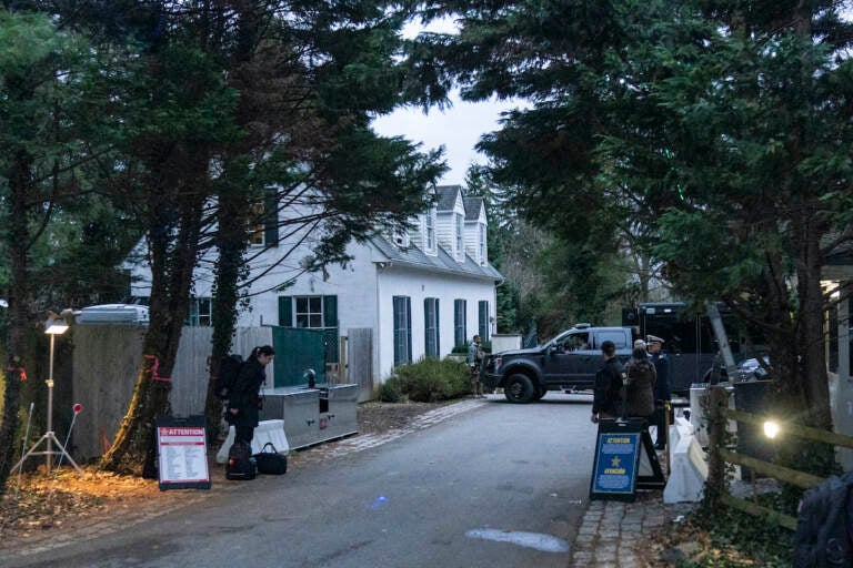 The access road to President Joe Biden's home in Wilmington, Del.