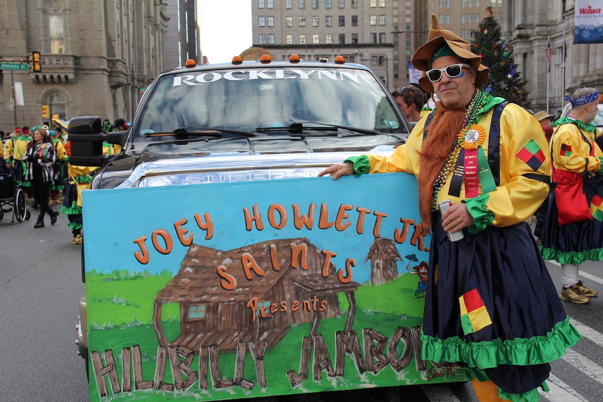 Anthony Archangelo has been marching in the Mummers Parade. His group, the Joey Howlett Jr. Saints, paid tribute on Jan. 1, 2023, to some of the group's friends that passed away last year. (Cory Sharber/WHYY)