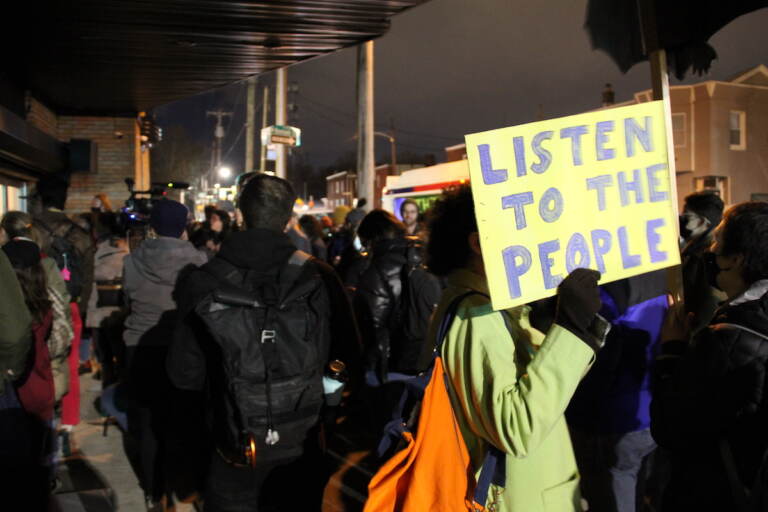 Outside of Grand Yesha Ballroom, dozens of protesters expressed frustrations about the FDR Park plans, and shut down the street