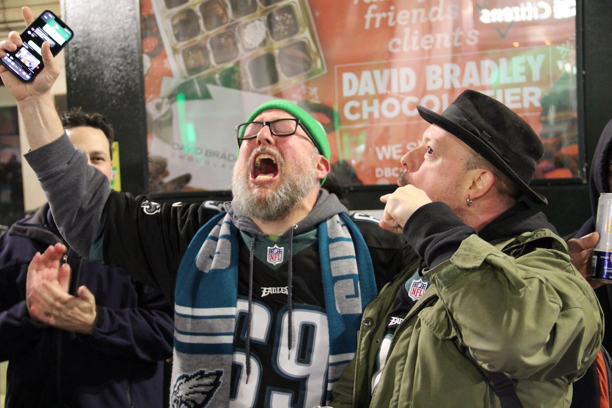 Benjamin Horner and Gabriel Starwood couldn't contain their excitement on Broad St. after the Philadelphia Eagles punched their ticket to Super Bowl LVII