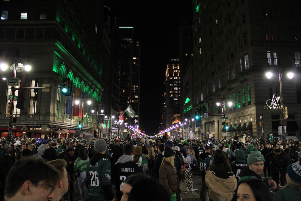 Thousands lined Broad St. to celebrate the Philadelphia Eagles' NFC Championship victory