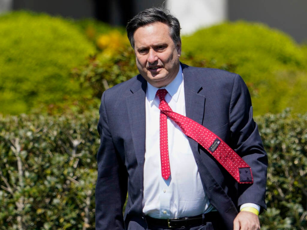 White House chief of staff Ron Klain walks to the South Lawn of the White House