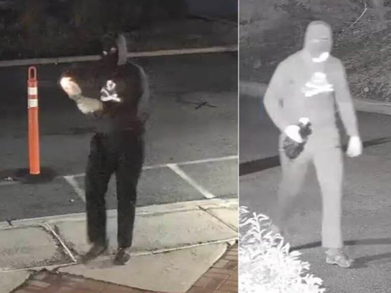 Police in Bloomfield, N.J. are looking for the suspect who hurled a Molotov cocktail at the entrance of a synagogue early Sunday morning