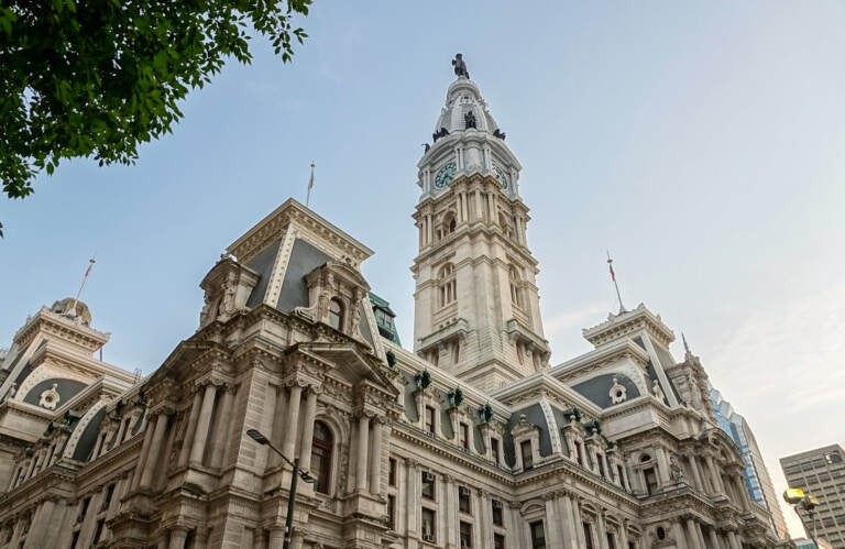 A closeup of Philadelphia City Hall.