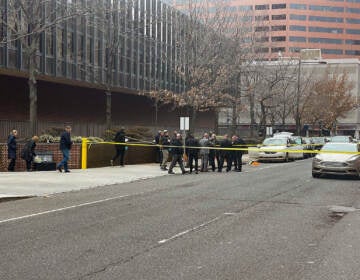 The scene outside of the courthouse after the shooting incident. (P. Kenneth Burns/WHYY)