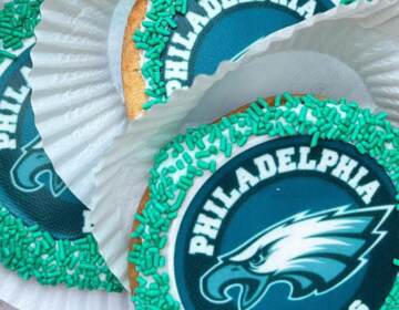 A close-up of Eagles cookies.